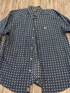 Ariat Button Front Shirt Men’s XL Blue Geometric Western Cowboy Ranch